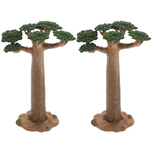 SEWACC 2Pcs Mini Baobab Tree Model Micro Tree Model Realistic Plant Ornament Trunk Decor for Desk Shelf Table Layout Micro Landscape Craft Decor Train Scenery