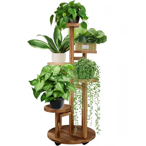 GEEBOBO 5 Tiered Tall Plant Stand for Indoor - color: Brown - 5 Tier