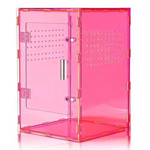 8x8x12 Pink Acrylic Terrarium Vertical for Spider Reptile - color: Pink