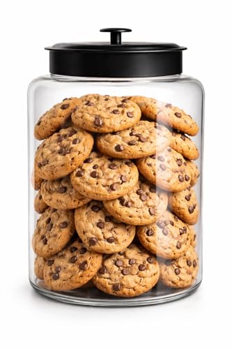 Dusk Glass Storage Jar, 3 Gallon Capacity, Crystal Clear with Black Metal Lid, for Food Display and Storage