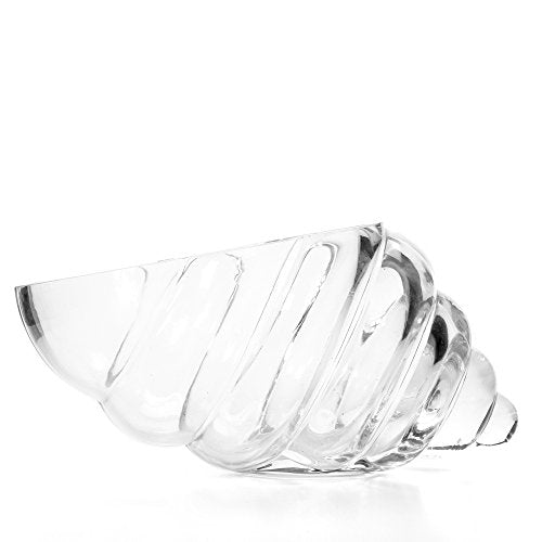 Hosley Glass Shell Vase 8 Inches Long Ideal Gift for Weddings Spa Aromatherapy Floral Arrangements Bowl for Orbs DIY Craft Projects LED Votive Candle Gardens O9 - size: 8'' Long