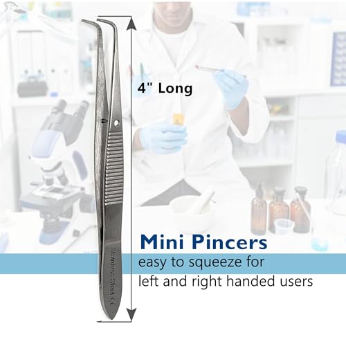 Iris Eye Dressing Forceps 4", Full Curved, Serrated Tips