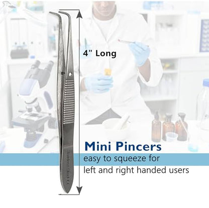 Iris Eye Dressing Forceps 4", Full Curved, Serrated Tips