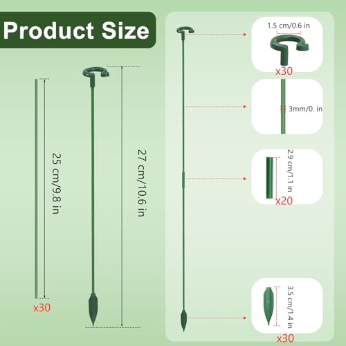 Pack of 30 Small Plant Stakes for Indoor Plants 10.7 Inches Single Stem Plant Support Stakes for Phalaenopsis/Orchid Flower/Succulent - size: D Set(10.7 in)