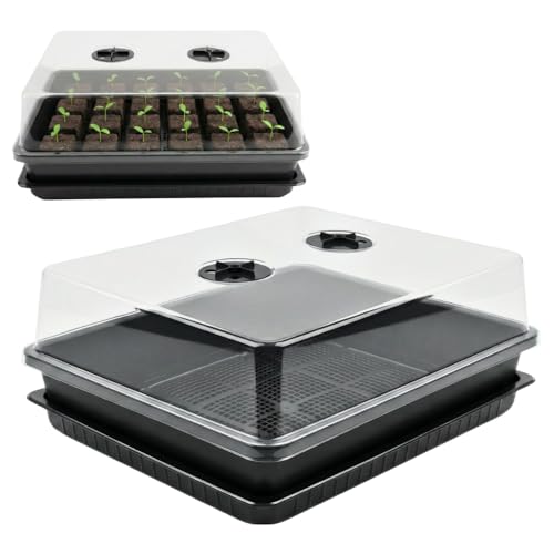 Soil Blocking Trays 5-Set 15x12inch Mesh Trays Flat Plant Tray with Humidity Domes, Nursery Supply for Microgreen, Seed Starting, Indoor Gardening, and Greenhouse - size: 5p Mesh Trays+Domes+Flat Trays