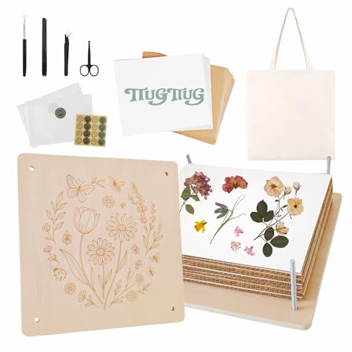 TTUGTTUG Wooden Flower Press Kit, 10" x 10" Large Pressed Flowers for Adult - size: 10.0x 10.0 inch