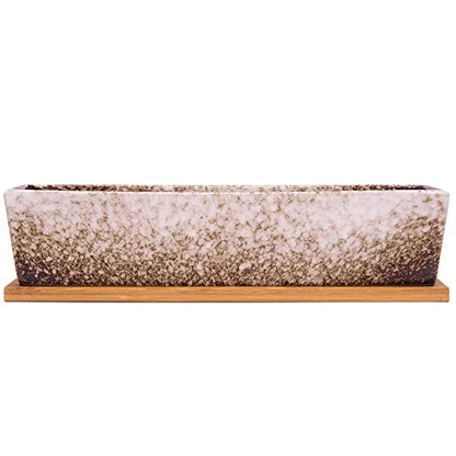Succulent Pots, 12'' Large Long Rectangle Succulent Planter Pots with Drain - color: White