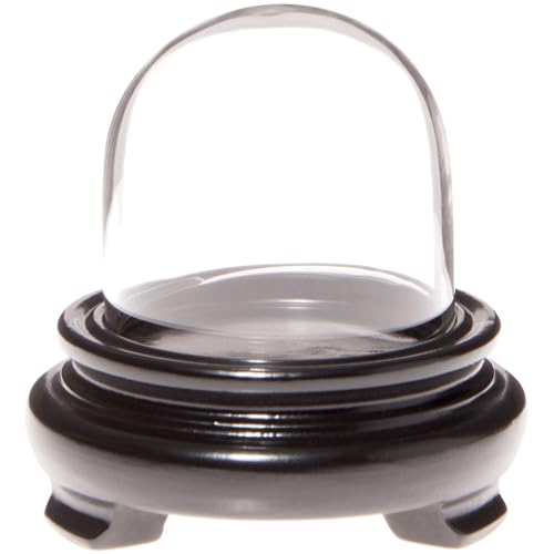 Plymor 1.875" x 1.875" Mini Glass Display Dome Cloche (Black Wood Veneer Footed Base) - color: Black Wood Veneer Base