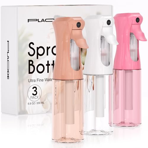 3 Pack Continuous Spray Bottle for Hair, 6.8 OZ Ultra Fine Mister Sprayer | Refillable for Hairstyling, Barbers, Salons, Household Cleaning, Watering Plants, Pet Care, Ironing & Essential Oil Scents - color: White Pink Terracotta, size: (3-Pack)-6.8 Oz