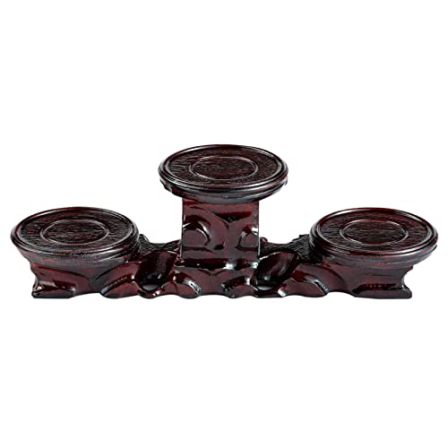 Oriental Rosewood 3-Plant Stand, Small Plant Stand for Indoor Tabletop Desktop, Mini Succulent Windowsill Shelf, Flower Herb Display Rack for Home and Office Decor