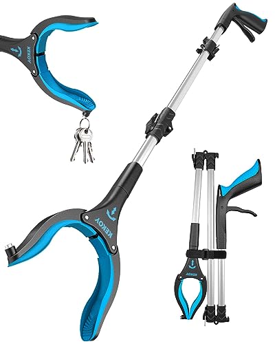 Kekoy 44 Inch Grabber Reacher Tool for Seniors, Foldable Reacher Grabbers Pickup Stick with Anti-Slip 360° Rotating Jaw, 4" Wide Extended Claw with Magnet for Disabled, After Surgery Recovery - size: 44 Inch of 1 Pack