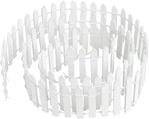 35 Inches Mini Fairy Garden Fence, Small Wood Decorative Picket Fence, White Picket Fence Miniature Ornaments for Dollhouse Plant Pot Fairy Garden Accessories Outdoor