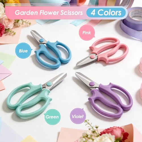 4PCS Flower Scissors, Premium Stainless Steel Garden Scissors - size: 4PCS Standard