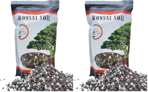 Bonsai Soil All Purpose Mix | Fast Draining Pre Blend (2 Quart Bag) Plant | Pumice, Lava, Calcined Clay and Pine Bark ● Potting Pre Mixed Bonsai Plant Soil Mixture By The Bonsai Supply (Pack of 2) - size: 2 Quarts All Purpose Mix (Pack of 2)