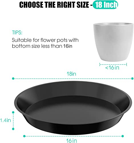 6 Pack Plant Saucer 12 14 16 18 20 22 Inch Plastic Plant Tray, Sturdy and Durable Flower Pot Container Accessories Plant Pot Saucers for Indoor and Outdoor (18 Inch, Black) - size: 18 Inch
