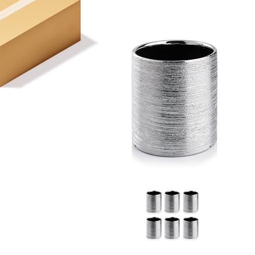 WGVI Silver Etched Ceramic Cylinder Vase Width 3.75" Height 4", Flower Arrangements, Candle Holder, Terrarium Planter Pot, Storage Container Organizer, Pen Brush Holder, Scratched Texture, 6 Pcs - color: Silver_etched, size: 3.75"x4"H (6 Pc)