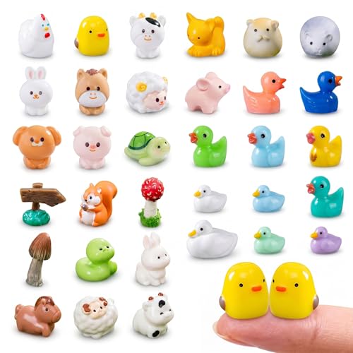 Zerobe 40Pcs Mini Resin Farm Animal Figurines for Fairy Garden Decor - color: Farm