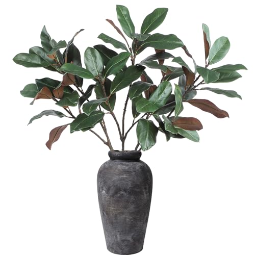 Coferset 3pcs Real Touch Artificial Magnolia Branches Stems,45" | Long Stem Faux Magnolia Leaves Branches for Floor Vase Home Office Farmhouse Wedding Floral Arrangement Christmas Decor - size: 45 inch