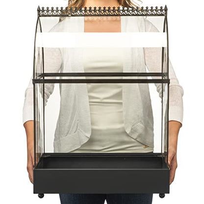 H Potter Extra Large Glass Terrarium Wardian Case, 22.6 Inch Tall | Curved Glass, Indoor Tabletop Planter, Metal Base, For Orchids Ferns and Tropical Plants