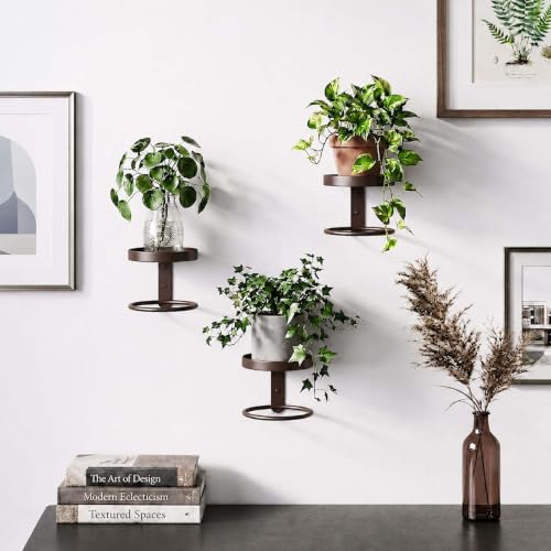 Metal Wall Plant Holder,Coffee,3 Pack | Indoor & Outdoor, Space-Saving,Mid Century Decor, for Home, Courtyard,Garden,Office - color: 3 Pack Coffee
