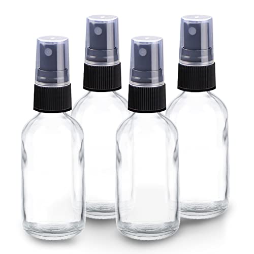 4 oz Mini Glass Spray Bottles, Empty Small Spray Bottles with Funnel Dropper, Fine Mist for Hair, Travel, Plants, Cleaning Solutions and Skin Care (4 Pack Clear) - color: Clear, size: 4 Ounce (Pack of 4)