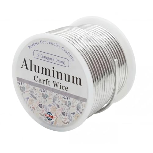 9 Gauge Aluminum Craft Wire Silver 40FT 3mm, Jewelry Making, Flexible Bendable Armature Wire for Sculpting, Floral Crafts, Metal Wire Wrapping, DIY Art Projects & Wreath Making - color: Silver, size: 9gauge
