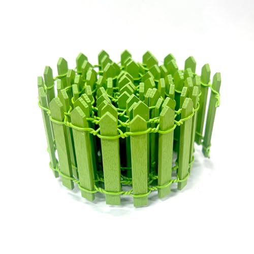 35 Inches Mini Fairy Garden Fence DIY Small Wood Decorative Picket Fence Micro Landscape Miniature Ornaments for Dollhouse, Crafts, Diorama Project, Plant Pot, Green - color: Green