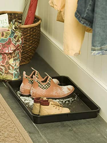 Gardener's Supply Company Entrance Boot Tray | Multi-Purpose All Weather Waterproof Indoor and Outdoor Shoe Mat Made with 100% Durable Recycled Plastic | 22" L x 15.5" W 2" Deep, Black - Size Small - size: 22.6" x 15.5" x 2" (1-Pack)