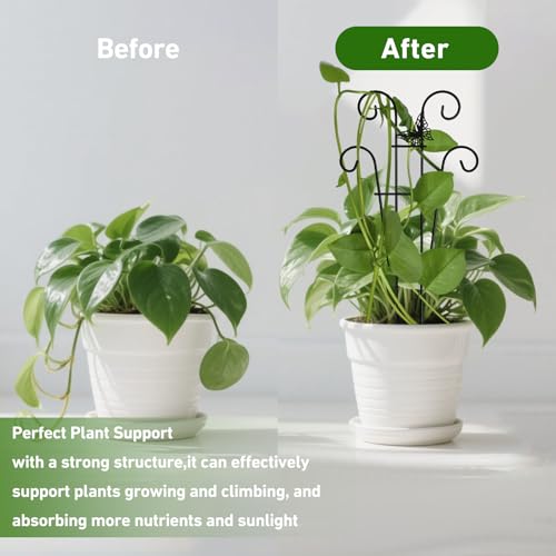Coomin Indoor Plant Trellis for Potted Plants with Buttrtflies, 14.5in 2p | Metal House Plant Trellis for Climbing Plants, Climber Plant Support for Hoya Pothos Ivy - size: 14.5in(H)/2p butterflies