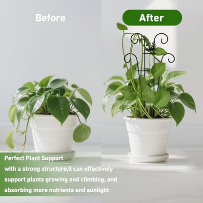 Coomin Indoor Plant Trellis for Potted Plants with Buttrtflies, 14.5in 2p | Metal House Plant Trellis for Climbing Plants, Climber Plant Support for Hoya Pothos Ivy - size: 14.5in(H)/2p butterflies