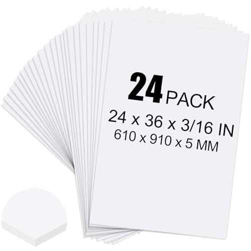 ToLanbbt 24 Pack White Foam Board, 24 x 36 x 3/16" Thick Foam Core Acid Free Poster Foamboard for Art Craft Projects, Painting, Displaying, Signage, Wedding, School - color: White, size: 24x36"-24P