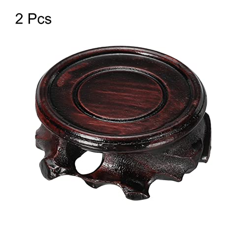MECCANIXITY Wooden Stand Holders Displays Base 50mm Diameter Black for Vase Bonsai Stone Pack of 2