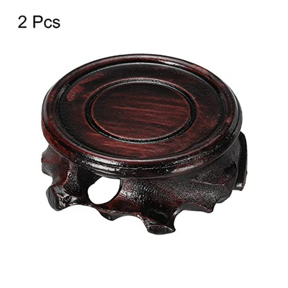 MECCANIXITY Wooden Stand Holders Displays Base 50mm Diameter Black for Vase Bonsai Stone Pack of 2