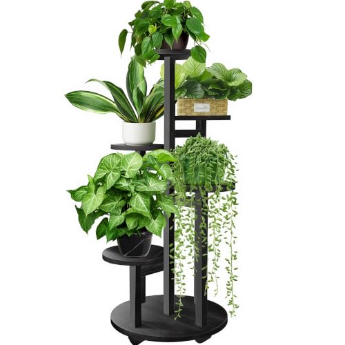 GEEBOBO 5 Tiered Tall Plant Stand for Indoor - color: Black - 5 Tier