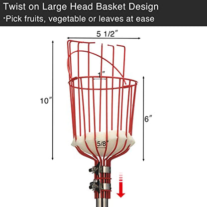 DonSail Pomelo Fruit Picker Pole Tool with Basket Telescoping Long Handle, 35-95 Inch Adjustable Orange Apple Picker Pole Tool with Basket for Avocado Acorn Lemon Pear Mango Tree Picker - size: 35-95"