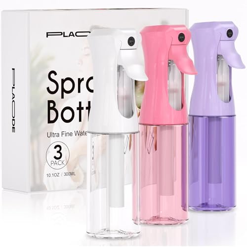 3 Pack Continuous Spray Bottle for Hair, 10.1 OZ Ultra Fine Mister Sprayer | Refillable for Hairstyling, Barbers, Salons, Household Cleaning, Watering Plants, Pet Care, Ironing & Essential Oil Scents - color: Pink Purple White, size: (3-Pack)-10.1 Oz