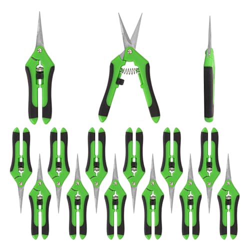 15 Pack 6.5 Inch Green Garden Pruning Scissors, Stainless Steel Blades Hand Pruner, Sharp Point Gardening Shears Cutter, A Must-have Gardening Pruning Shear, Supplies & Accessories