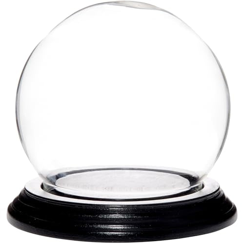 Plymor 3.5" x 4" Glass Display Dome Globe Cloche (Black Wood Veneer Base) - color: Black Wood Veneer Base