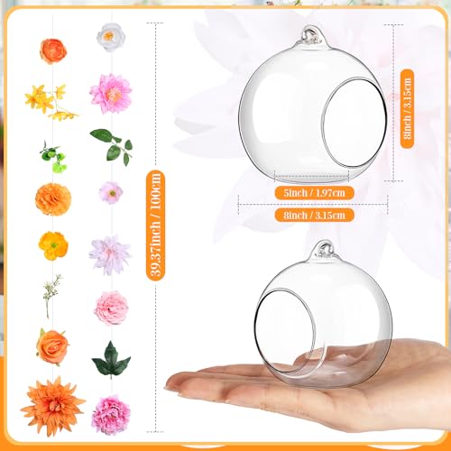 GlikCeil 18 Pcs Hanging Glass Globes 3.15" Tealight Holders Garlands | Round Orbs for Wedding Table Centerpiece, Arch Garden Decor, Air Plant Terrariums, Tea Light Display, Event Decoration