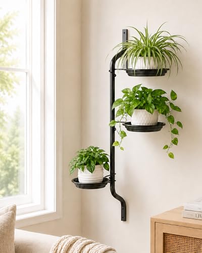 Bamworld Rotating Window Wall Plant Shelves Plant Shelf Indoor Metal Plant Stand Holder 3 Tiered Floating Plant Shelf Hanger Indoor Window Sill Gifts