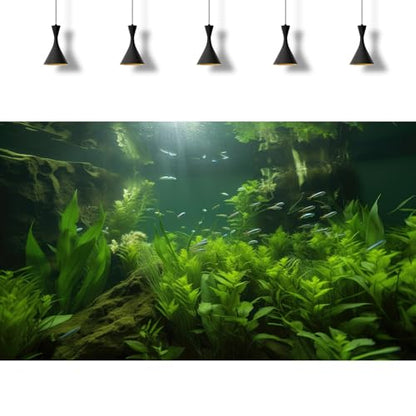 2 Packs Underwater Aquarium Background Lush Green Aquatic Plants Fish Tank Background Undersea Stone with Moss Tropical Reptile Tank Backgrounds Under The Sea World Aquarium Backgrounds 36x20in - color: Dark Green, size: 36(W)x20(H)in
