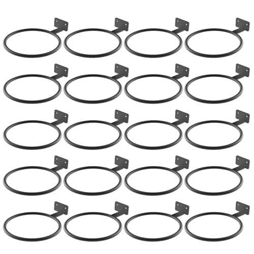 Wall Plant Holder Bulk 4in 20Pack Metal Ring Plant Hanger Black | Planter Pot Wall Mounted Bracket Heavy Duty for Outdoor Indoor - color: Black-20pack, size: 4in