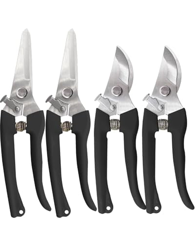 Garden Scissor for Plant, Floral Scissors, Tip Pruning Shears Bulk for Cutting Flowers, Bonsai, Fruits and Trimming Plants (Black, 4 Pack) - color: Black, size: 4 Pack