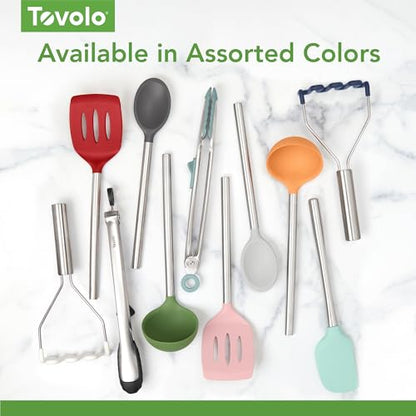 Tovolo Tongs With Silicone Tips Easy Grip 13” Long Kitchen Tongs Stainless Steel Handle For Cooking, Non Scratch Heat Resistant Locking Tongs Silicone Tipped Dishwasher Safe BPA Free, Pesto Green - color: Pesto