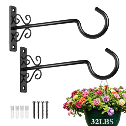 BOLITE Plant Hangers, 10 Inch Hanging Plant Brackets Outdoor Indoor, Black - color: Black, size: 10 Inch