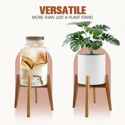Wooden Plant Stand Indoor, Mid Century Planter Stand, Acacia Wood, 11 Inch | Furniture-grade acacia wood plant stand with sturdy construction for 11" pots. Pot not included - color: 11" acacia wood