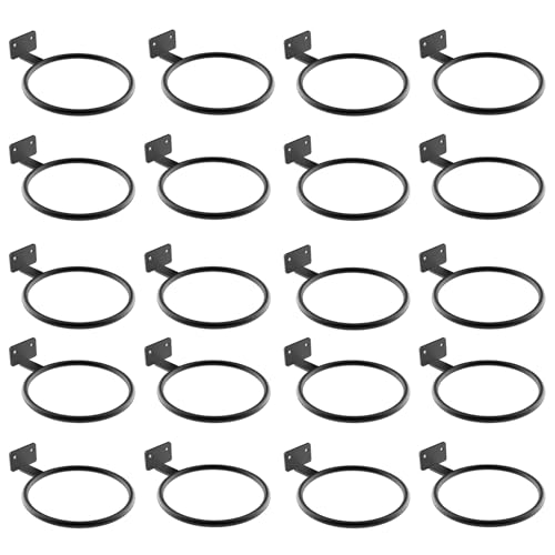 20Pack Black 4In Wall Mount Metal Flower Pot Rings Heavy Duty Plant Bracket | Sturdy rustproof metal planter ring holders Bulk,wall mounted saves space,perfect for indoor and outdoor flower pot display - color: Black/20pack, size: 4in