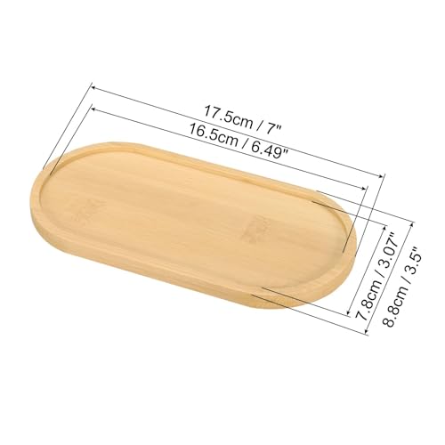 PATIKIL Bamboo Wood Saucer, 7x3.5 Inch Rectangular Wooden Plant Drainage Tray Bonsai Plants Saucer Succulent Pot for Home Balcony - size: 7" x 3.5" x 0.4"