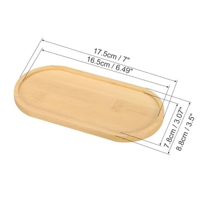 PATIKIL Bamboo Wood Saucer, 7x3.5 Inch Rectangular Wooden Plant Drainage Tray Bonsai Plants Saucer Succulent Pot for Home Balcony - size: 7" x 3.5" x 0.4"