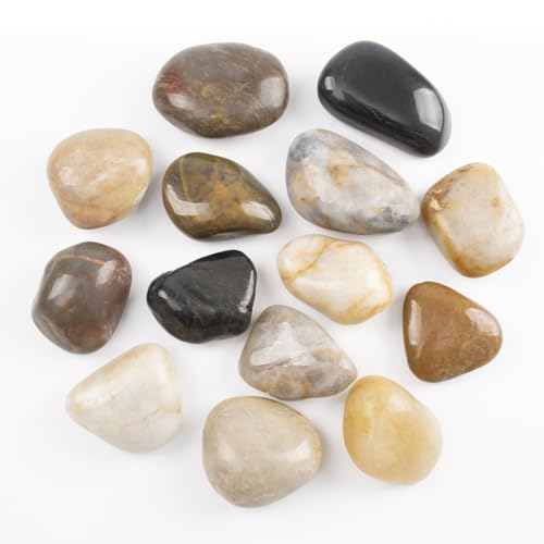 40lbs 2-3 Inch River Rocks, Decorative Mixed Pebbles for Garden Landscaping, Indoor Plants, Fish Tanks, Vases, and Succulents – Ideal for Home Decoration and Outdoor Gardens (Mixed, Weight: 40 LB) - color: Mixed, size: Weight: 40 LB